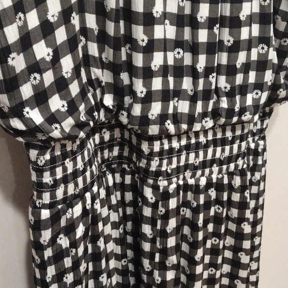 NWT Maurices Black & White Floral Gingham Summer Midi Dress Sz XL-Smocked Waist - Picture 6 of 9